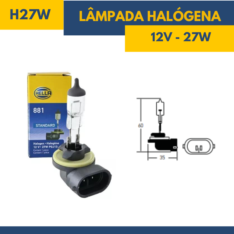 Lâmpada Halógena H27W - Fornecedor Hella