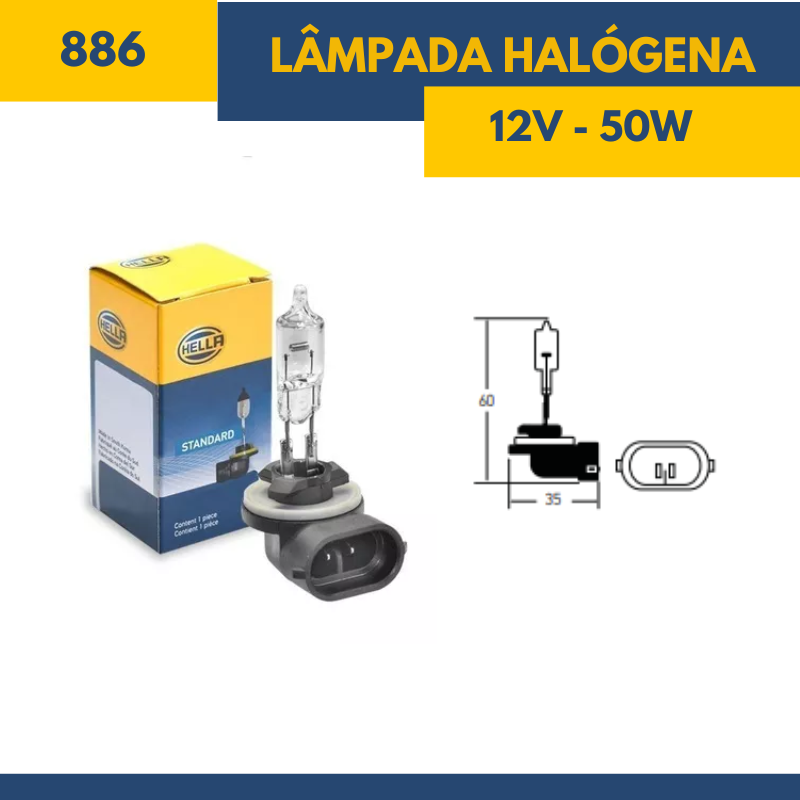 Lâmpada Halógena 886 - Fornecedor Hella