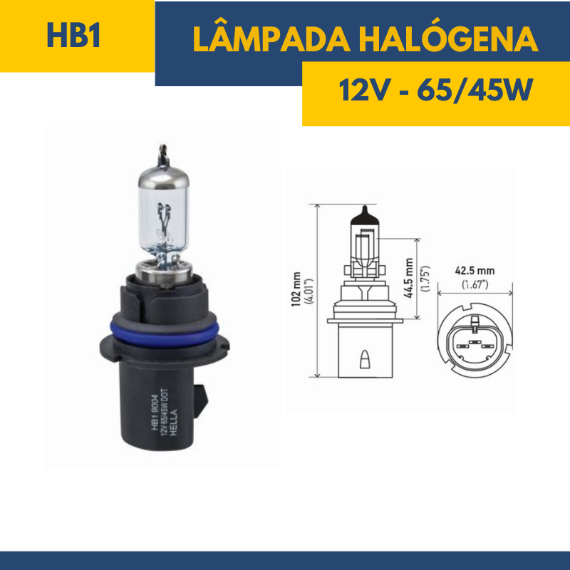 Lâmpada halógena HB1 - Fornecedor Hella