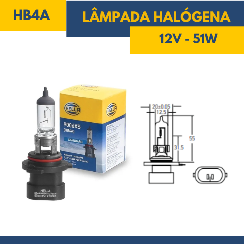 Lâmapada Halógena HB4A - Fornecedor Hella