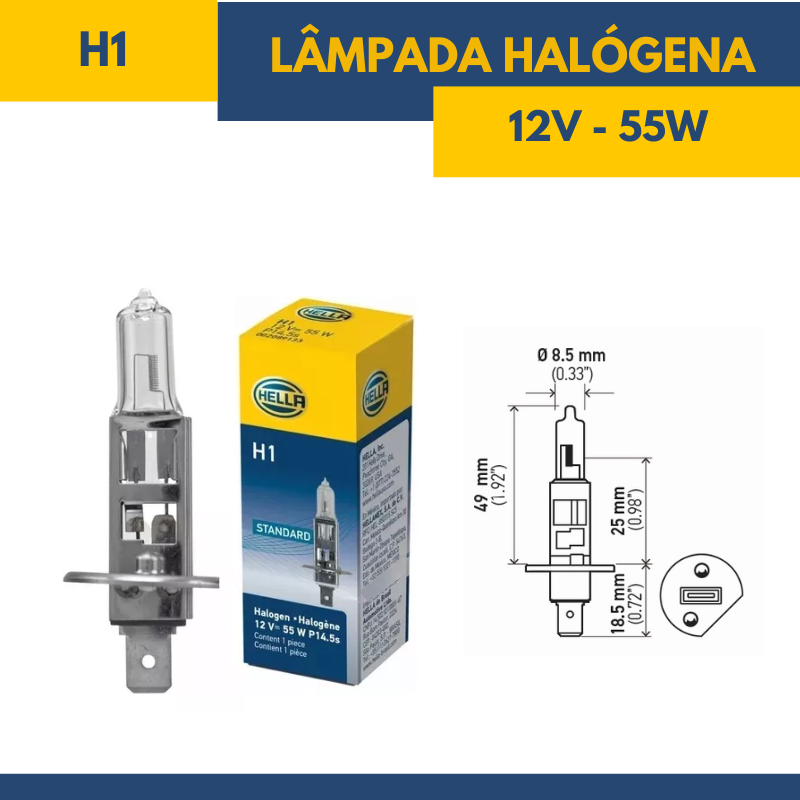 Lâmpada Halógena H1 - Fornecedor Hella