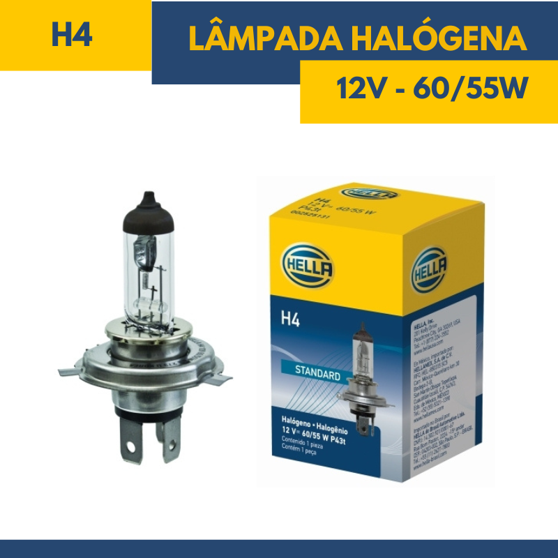 Lâmpada Halógena H4 - Fornecedor Hella