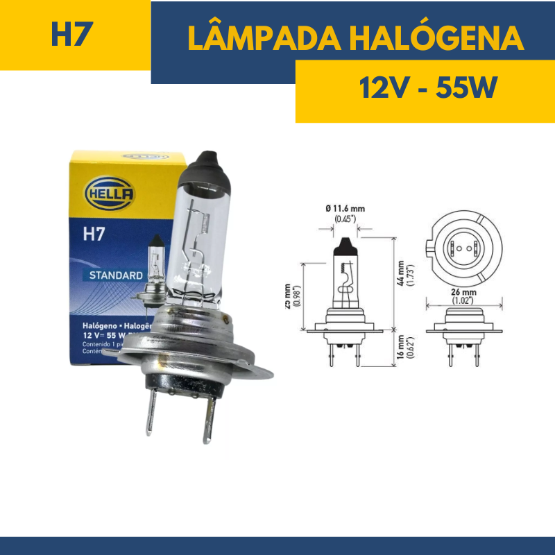 Lâmpada Halógena H7 - Fornecedor Hella